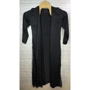 Victoria's Secret Women's Vintage 90's 100% Silk & Lace Black Long‎ Robe XS/S